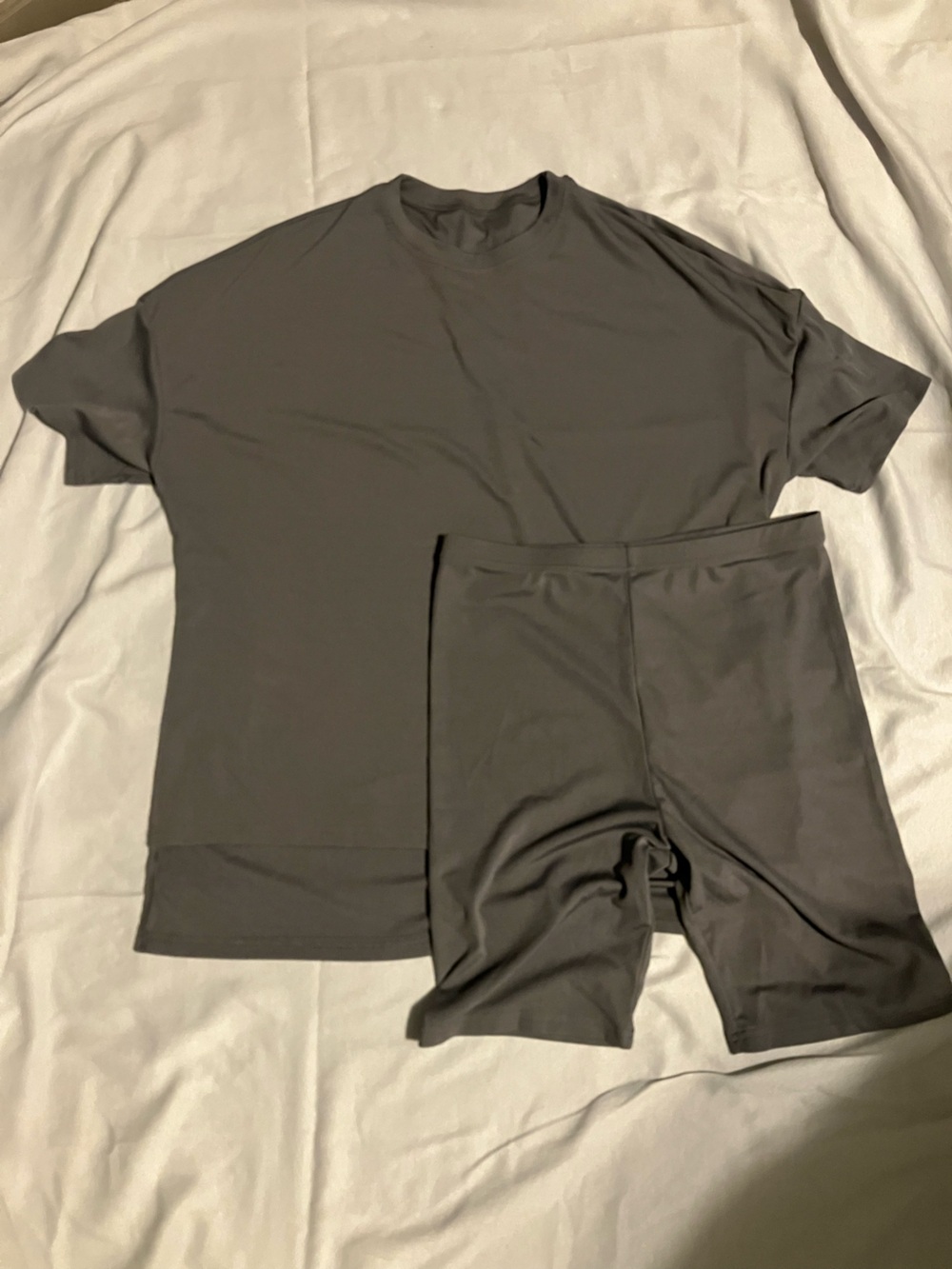 Women’s Ribbed Gray Lounge Shorts & Top Set